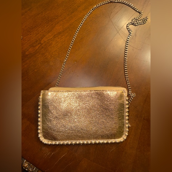 Zara Metallic Gold Clutch with Chain Strap - Picture 1 of 5